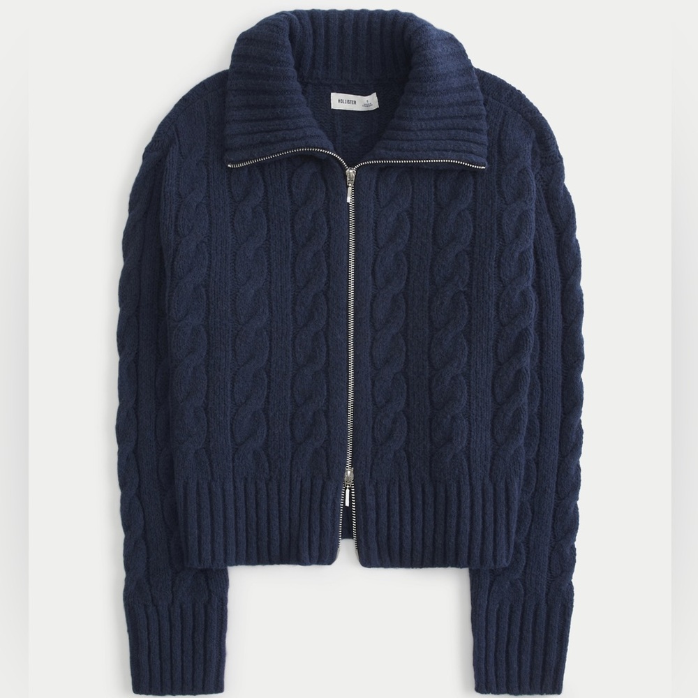 Hollister cable knit zip up jacket